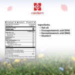 Ingredients in Cemega 3 + Vitamin E: Omega-3 (300 mg), EPA (180 mg), DHA (120 mg), Vitamin E (5 mg). Cedem ag.