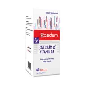Calcium + Vitamin D3 supplement supports bone health, aids calcium absorption, prevents osteoporosis; gluten and lactose-free. Cedem ag.
