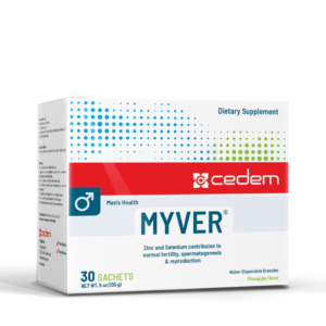 MYVER supplement enhances male fertility by improving sperm count and quality, featuring L-Carnitine and L-Arginine, gluten- and lactose-free.