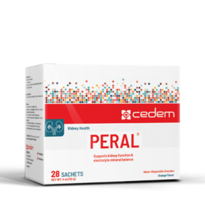 PERAL food supplement for kidney health and uric acid control, gluten and lactose-free, by Cedem AG.