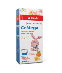 CeMega 200 ml liquid supplement for children's brain, neurological, and immune health with omega-3 and essential vitamins – Cedem