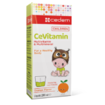 CeVitamin liquid supplement for children’s immunity, energy, and body strength with essential vitamins, in 100 ml, 150 ml, and 200 ml – Cedem