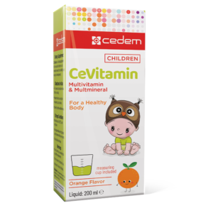 CeVitamin liquid supplement for children’s immunity, energy, and body strength with essential vitamins, in 100 ml, 150 ml, and 200 ml – Cedem