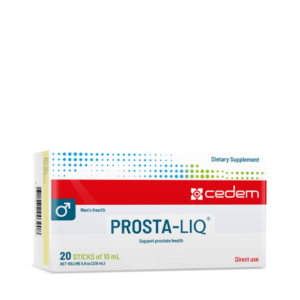 PROSTA-LIQ is a food supplement that supports prostate health and urinary function with ultra-microemulsion Serenoa oil, gluten- and lactose-free.