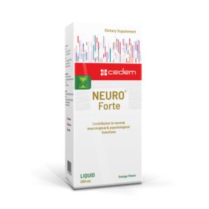 NEURO Forte liquid supplement for psychological function, stress reduction, and mood enhancement, gluten-free and lactose-free - Cedem AG