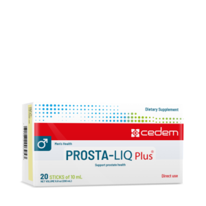 PROSTA-LIQ PLUS supports prostate health and urinary function with ultra-microemulsion Serenoa oil, Pygeum, and Epilobium, gluten- and lactose-free.