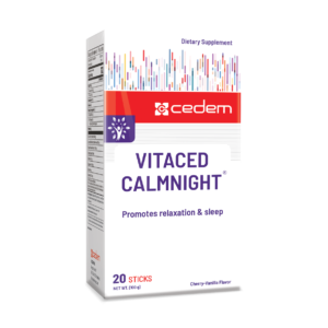 VITACED CALMNIGHT supplement promotes calmness, enhances mood, and supports sleep with natural extracts and magnesium. Gluten and lactose-free. Cedem ag.