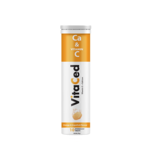 VitaCed Ca 1g + Vit C 1g effervescent tablets for bone strength, energy, and immunity, 10 tablets – Cedem